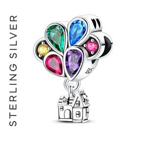 🌟 S925 Sterling Silver Multi Colored Stone Balloon House Charm